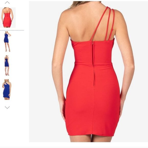 One-Shoulder Bodycon Bright Red - Picture 2 of 2